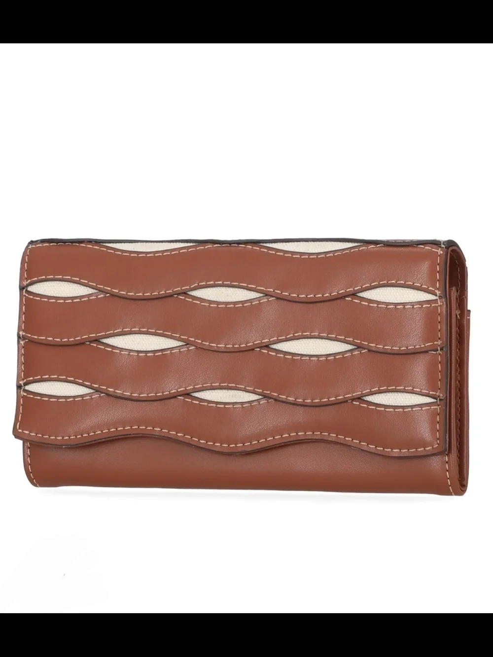 Free Assembly Women's Avery Cut Out Clutch Wallet In Cognac Brown & Cream NWT
